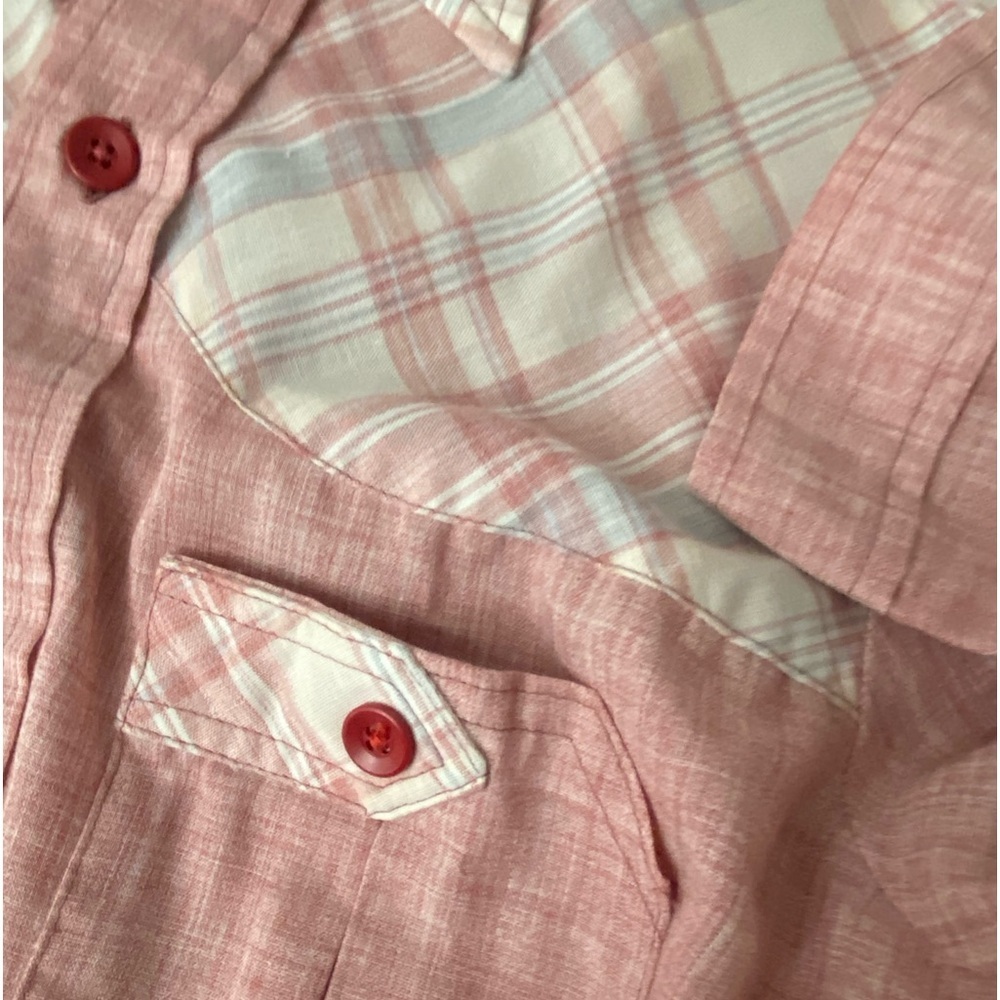 Vtg 60s Shirt Men S 14 14.5 Button Up SS Solid Plaid Western H.I.S. 2 Pocket - Picture 13 of 13